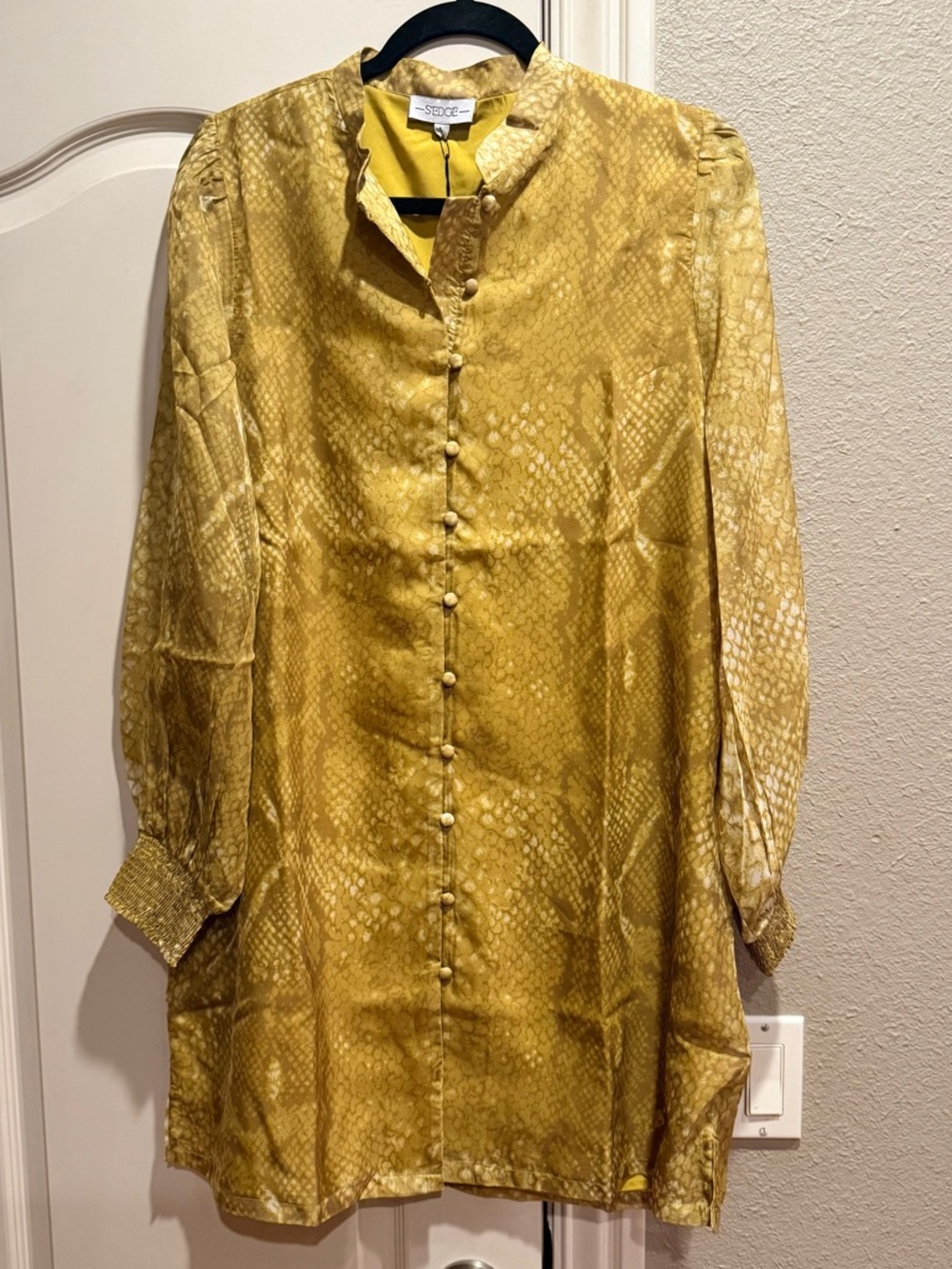 NWT S’edge python print button down puff sleeve shift dress